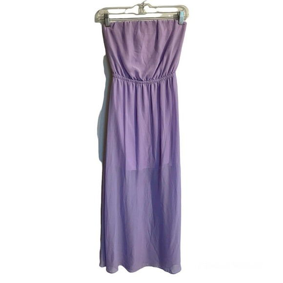 Charlotte Russe Small Strapless Maxi Dress Purple Sheer Party Dance… - Picture 1 of 7